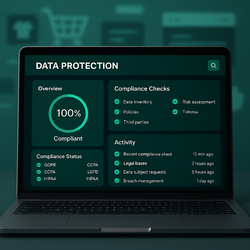 Modernes Dashboard einer Datenschutz-Software mit